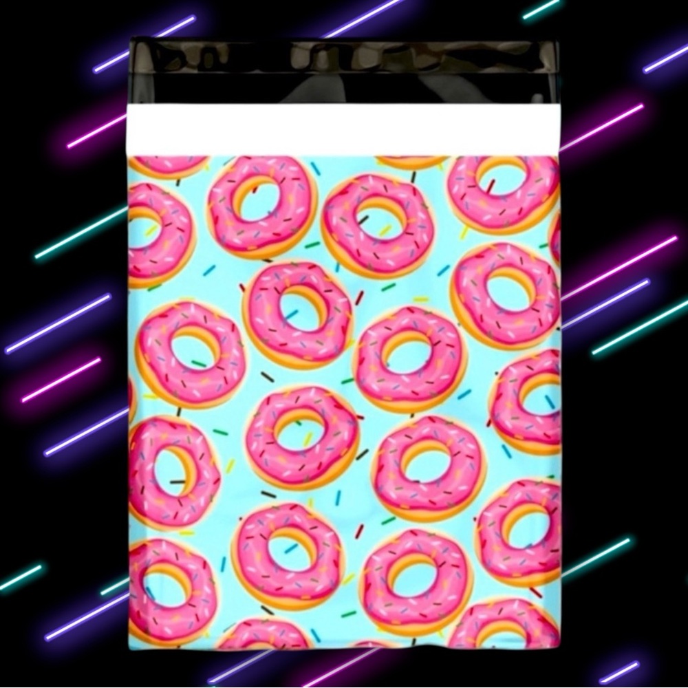 ( Quantity 25 10x13 ) Donuts and Sprinkles Poly Mailers Bag Shipping Envelope